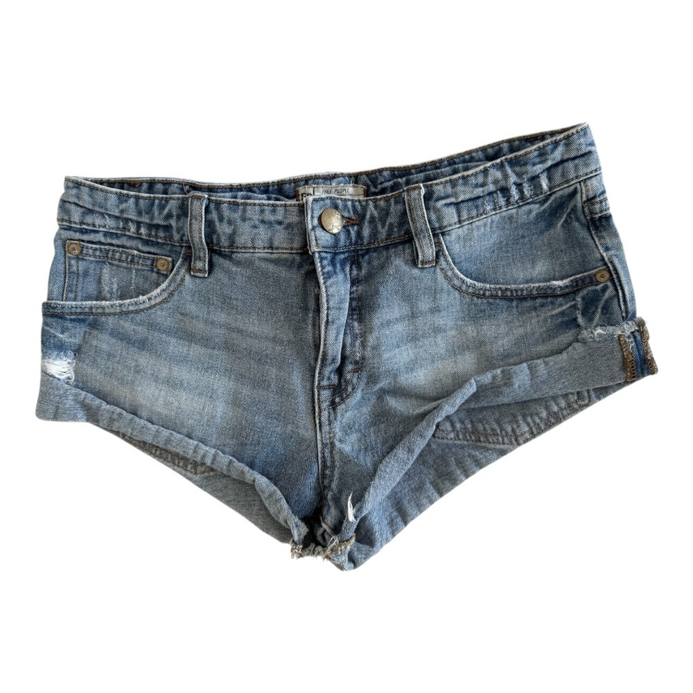 Free People Low Rise Super Short Denim Cutoff Shorts